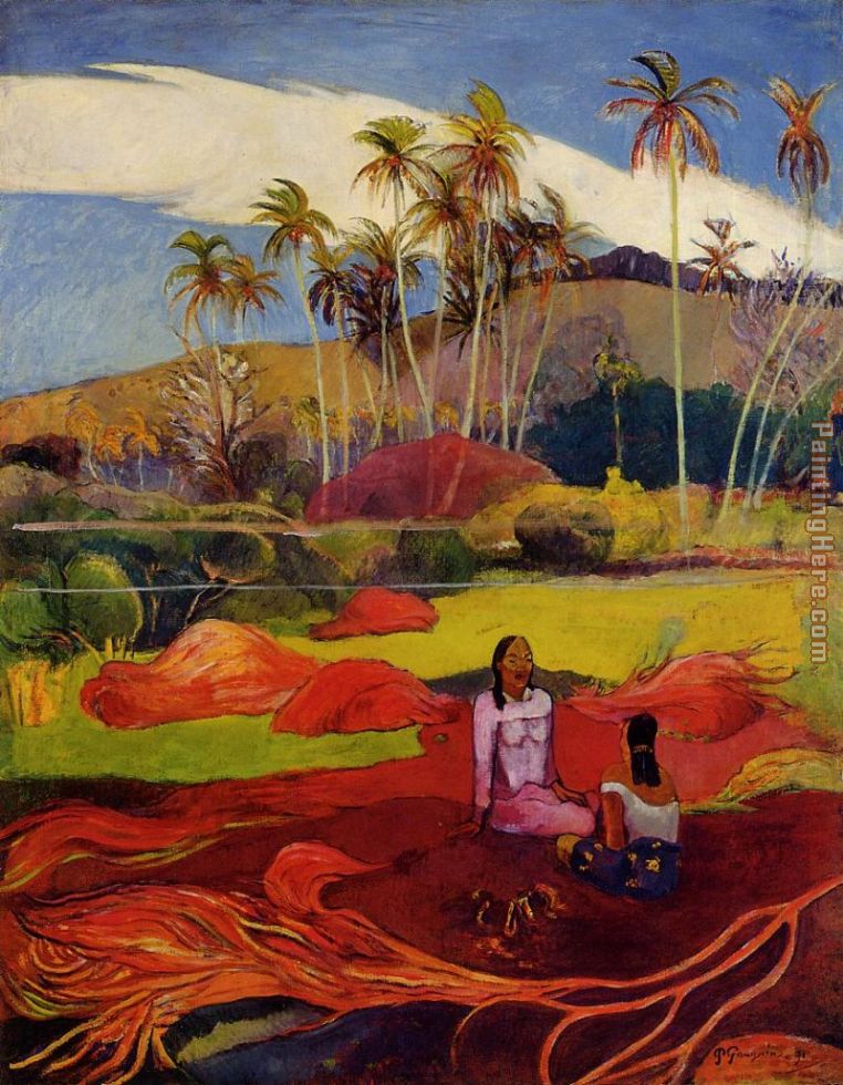 Tahitian Women under the Palms painting - Paul Gauguin Tahitian Women under the Palms art painting